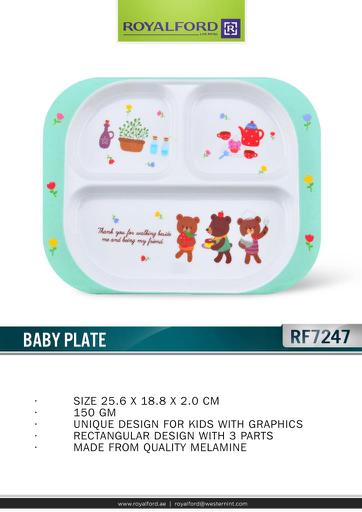 display image 8 for product Royalford Melamine Ware 3-Section Rectangular Baby Plate, 25.6X18.8X2 Cm