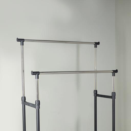 display image 1 for product Royalford Stainless Steel Garment Cloth Dryer Rack - 2 Adjustable Garment Rack Poles, Hanging Rail