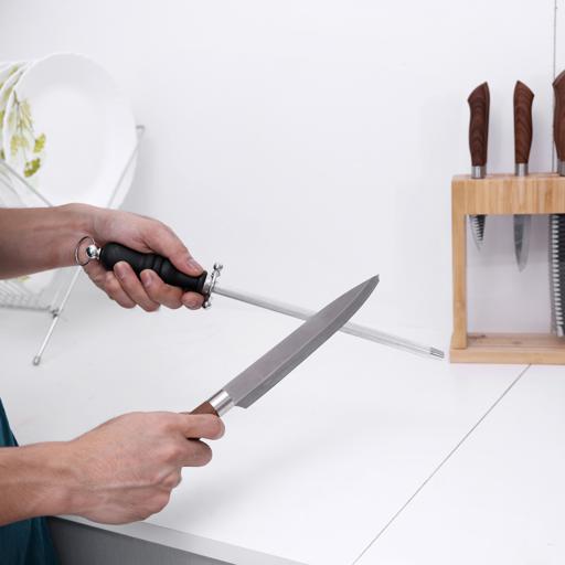 Portable Stainless Steel Non-Slip Blade Knife Sharpener Bar Rod Butcher  Tool Kitchen Tool Utensils With Ergonomic Handle(3#)