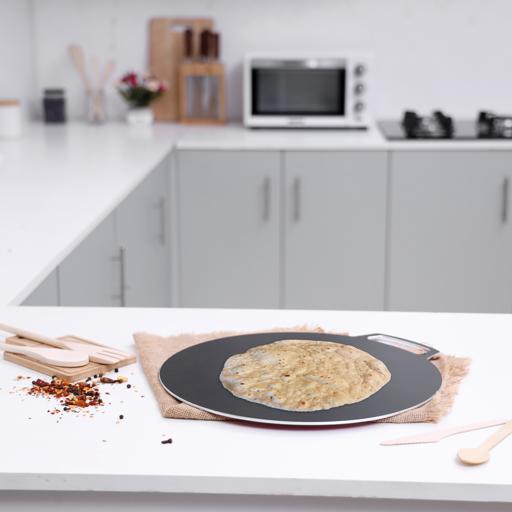 display image 1 for product Royalford 35 Cm Non Stick Tawa - Marble Coating Pan Suitable For Crepe Chapatti Pancakes Roti Dosa