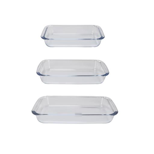 display image 10 for product Royalford 3Pcs Rectangle Borosilicate Glass Baking Tray Set 1L, 1.6L & 2.2L - Roasting & Baking Tray