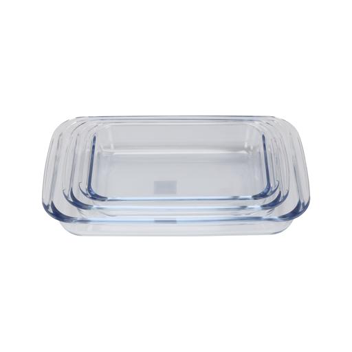 display image 8 for product Royalford 3Pcs Rectangle Borosilicate Glass Baking Tray Set 1L, 1.6L & 2.2L - Roasting & Baking Tray