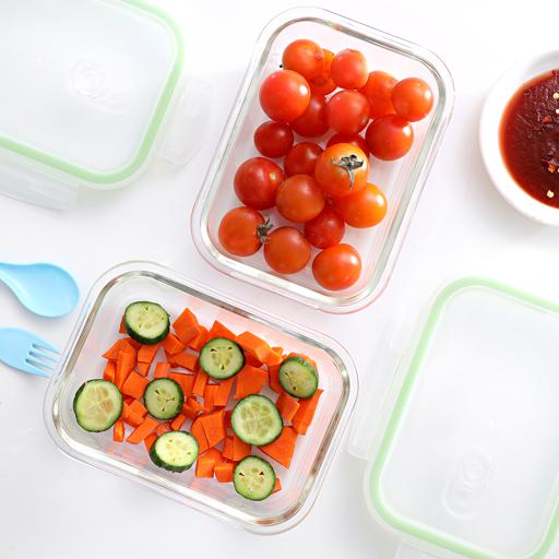 display image 1 for product Royalford 600Ml 2Pcs Glass Meal Prep Container - Reusable, Airtight Food Storage Tray With Snap Lock