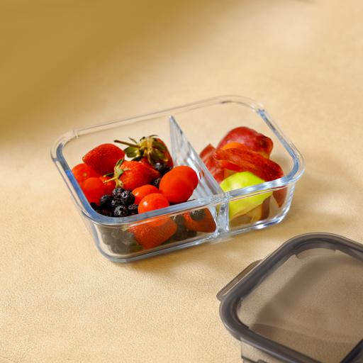 Glass Meal Prep Containers 3 Compartment (950 ML) - Glass Lunch Box with Lid
