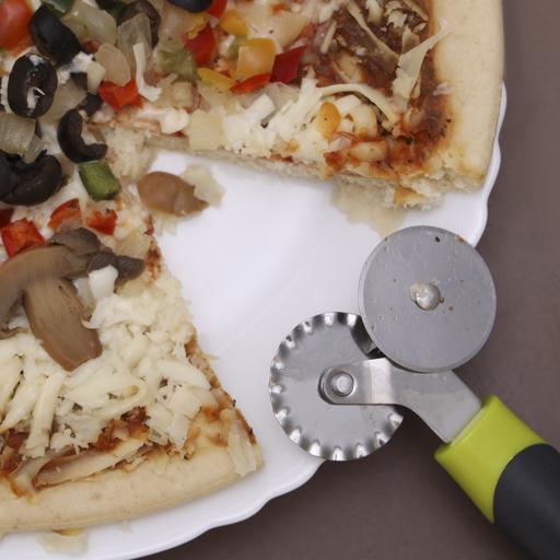display image 3 for product Royalford Stainless Steel Double Wheel Pizza Cutter Wheel With Abs Handle - Multi-Use Pastry Slicer