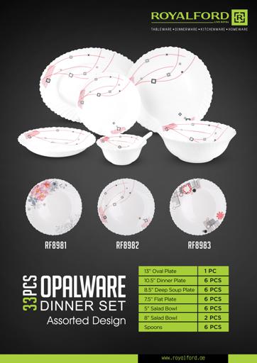display image 13 for product 33Pcs Opalware Dinner Set RF8982 Royalford 