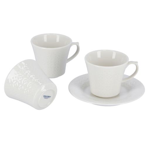 display image 5 for product Royalford 12Pcs Porcelain Cup & Saucer Set With Wooden Stand - Ideal For Daily Use - Non-Toxic