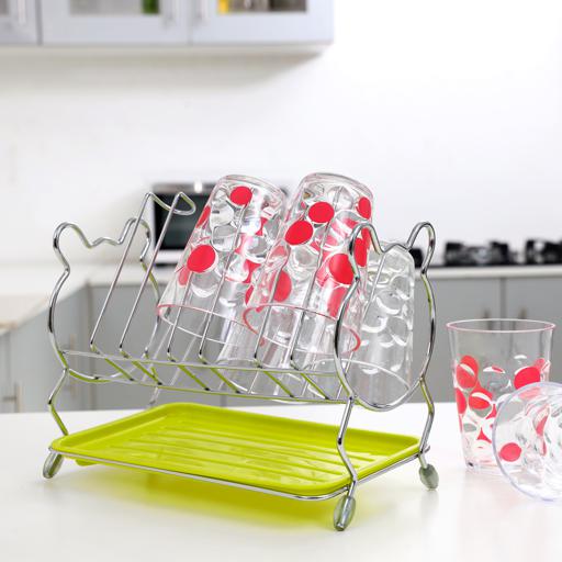 Buy Royalford Stainless Steel 6 Pcs Glass Stand Holder With Tray Glass Drainer Storage Drying Rack Online In Uae Wigme