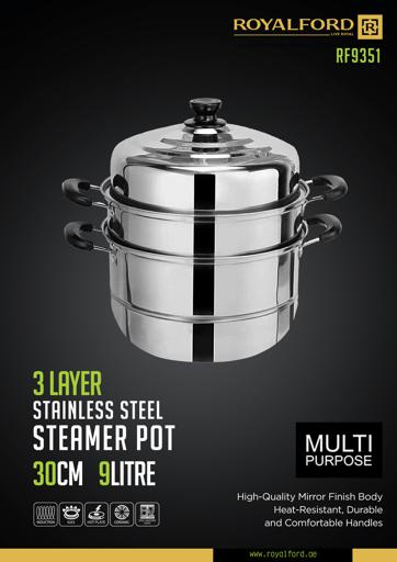 32CM Stainless Steel Three Layer Thick Steamer Pot Soup Steam Pot