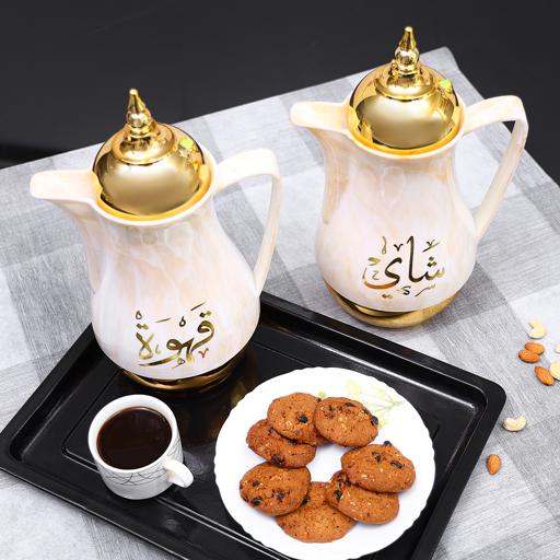 display image 3 for product Royalford 1L 2 Pieces Marble Tea & Cawa Set - Portable & Leak-Resistant Double Wall