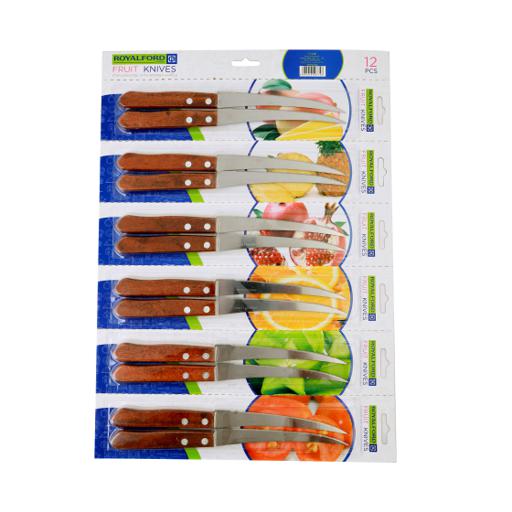 Royalford 4.5" Deluxe 12-Piece Fruit Knives - Portable High Grip Wooden Handle With Stainless Steel hero image