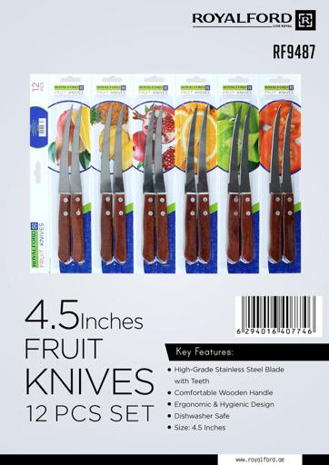 display image 7 for product Royalford 4.5" Deluxe 12-Piece Fruit Knives - Portable High Grip Wooden Handle With Stainless Steel