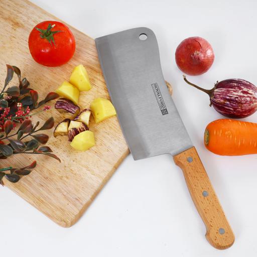 display image 2 for product Royalford 8" Cleaver Knife With Wooden Handle - Razor Sharp Meat Cleaver Stainless Steel Vegetable