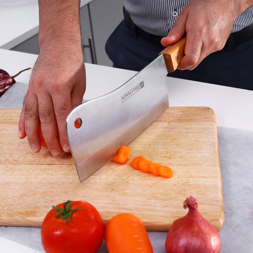 display image 4 for product Royalford 8" Cleaver Knife With Wooden Handle - Razor Sharp Meat Cleaver Stainless Steel Vegetable