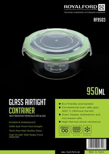 2Pcs Glass Airtight Container with Lids, RF9985, Durable Heat Resistant  Borosilicate Glass Container, Dishwasher/ Oven/ Freezer safe