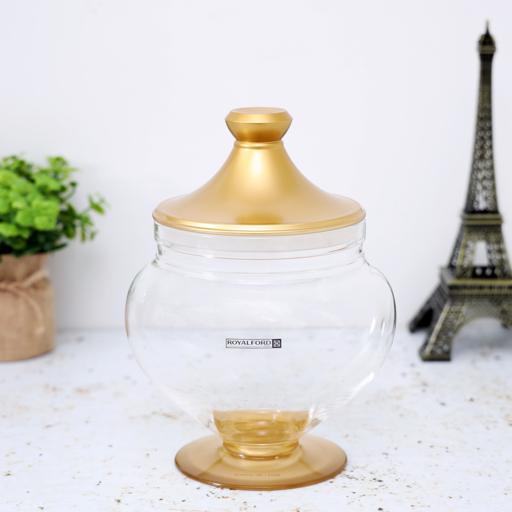 Gold Trim Apothecary Jars, Glass Candy Jars With Lids