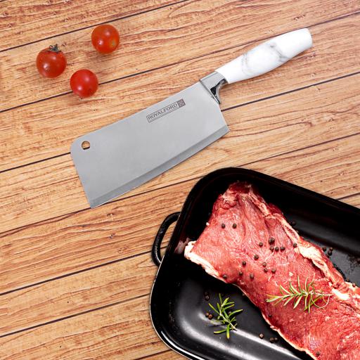 display image 2 for product Royalford 7" Marble Designed Cleaver Knife - Razor Sharp Meat Cleaver Stainless Steel Vegetable