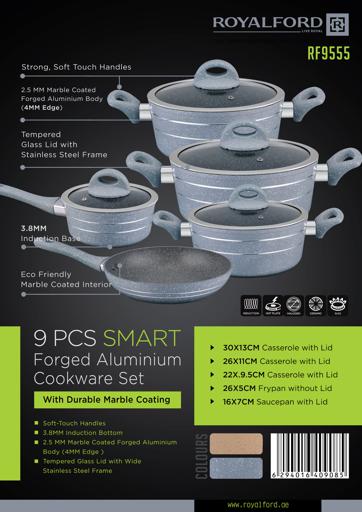 display image 16 for product Royalford 9Pcs Smart Aluminium Cookware Set - Durable Marble Coating, High-Quality Forged Aluminium