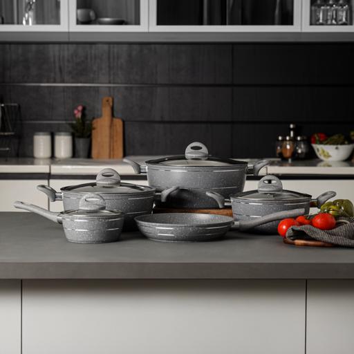 display image 8 for product Royalford 9Pcs Smart Aluminium Cookware Set - Durable Marble Coating, High-Quality Forged Aluminium