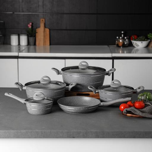 display image 4 for product Royalford 9Pcs Smart Aluminium Cookware Set - Durable Marble Coating, High-Quality Forged Aluminium