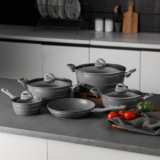 display image 5 for product Royalford 9Pcs Smart Aluminium Cookware Set - Durable Marble Coating, High-Quality Forged Aluminium