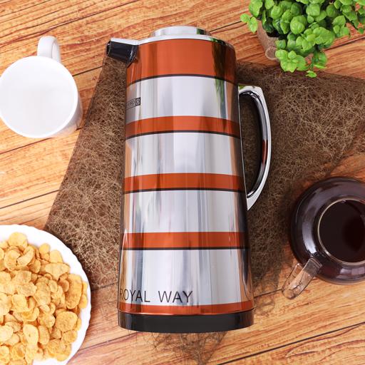 display image 4 for product Royalford 1.3L Double Wall Golden Figured Vacuum Flask - Portable Heat Insulated Thermos For Keeping