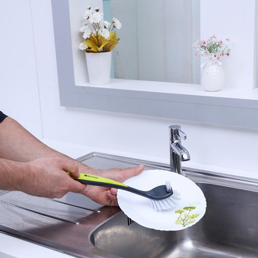display image 4 for product Royalford Dish Brush - Portable Long Soft Handle Flexible Ergonomic Design With Hanging Hole