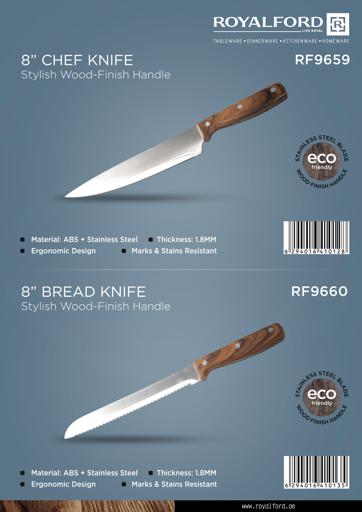 display image 7 for product Royalford 8" Chef Knife With Wooden Finish - All-Purpose Small Kitchen Knife - Ultra Sharp Stainless