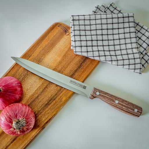 display image 4 for product Royalford 8" Slicer Knife With Wood-Finish Handle - All Purpose Small Kitchen Knife - Ultra Sharp