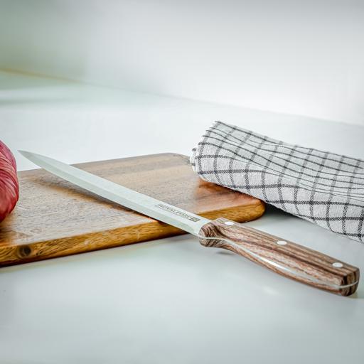 display image 2 for product Royalford 8" Slicer Knife With Wood-Finish Handle - All Purpose Small Kitchen Knife - Ultra Sharp