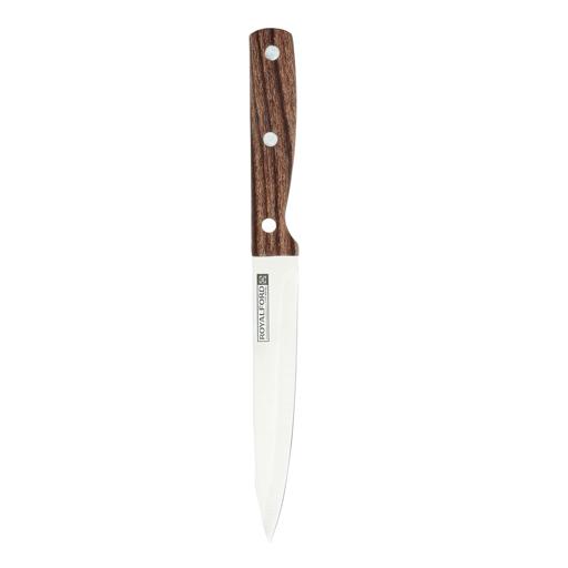 display image 0 for product Royalford 5" Utility Knife With Wooden Finish Handle - All Purpose Small Kitchen Knife