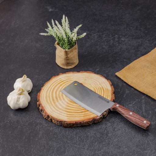 display image 1 for product Royalford 6" Cleaver Knife With Wooden Handle 2.0Mm - Razor Sharp Meat Cleaver Stainless Steel
