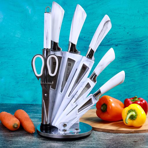 Buy Royalford 8 Pcs Kitchen Knife Set With Rotating Knife Block ...