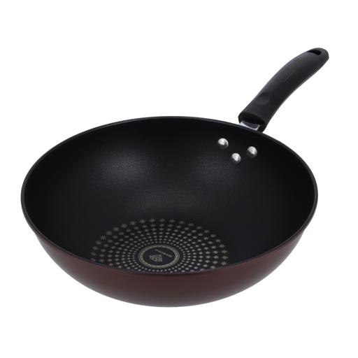 display image 0 for product Royalford 32Cm Carbon Steel Wokpan - Long Handle Non-Stick Wokpan - Frying Pan, Black-Coated