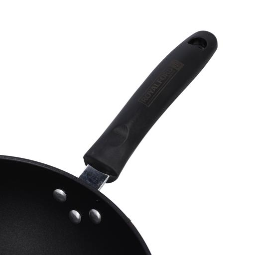display image 7 for product Royalford 32Cm Carbon Steel Wokpan - Long Handle Non-Stick Wokpan - Frying Pan, Black-Coated