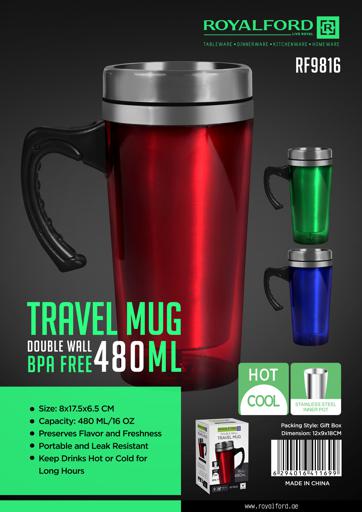 16oz Travel Coffee Mug with Mag Slider Lid Double-Wall Coffee Mug