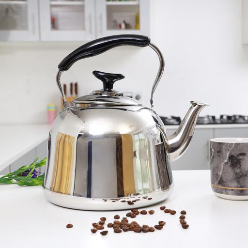 Tea Kettle-3 Liters Stovetop Kettle with Strainer, Heavy Gauge Stainless  Steel Tea Pot with Shiny Mirror Polished