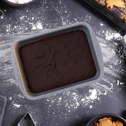 display image 3 for product Rectangular Baking Pan, 30cm Baking Tray, RF9925 | Granite Coated Aluminium | Baking Crisper Tray for Cakes, Mousse, Grilled Fish Chicken, Pizza, Brownie, Etc