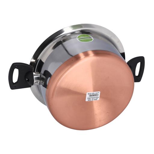 Stainless Steel Casserole Pot With Lid - Silver With Copper