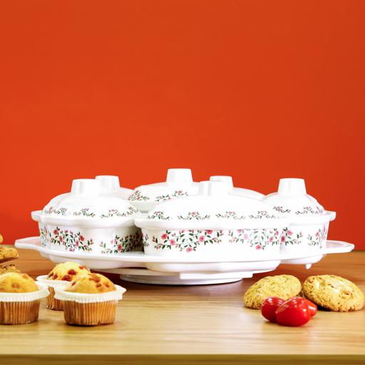 display image 2 for product 14Pc Melamineware  Rotating Serving Tray Floral