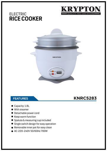 display image 10 for product Krypton 700W 1.8 L Rice Cooker With Steamer