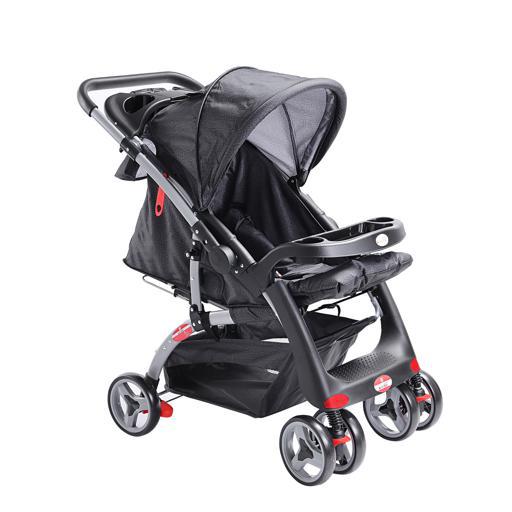 display image 0 for product Baby Plus Grey & Black Stroller Cum Pram