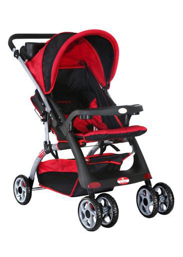 display image 0 for product Baby Plus Red & Black Stroller Cum Pram