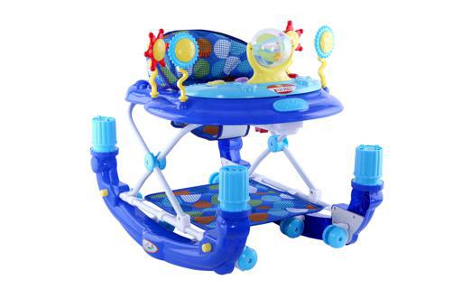 display image 0 for product Baby Plus Blue Baby Walker Cum Rocker Polka Dots